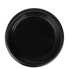 EcoQuality Disposable 9" inch Round Black Plastic Plates - China Like Party Plates, Heavy Duty Large Disposable Dinner Plates, Salad Plate, Weddings, Serveware (50)