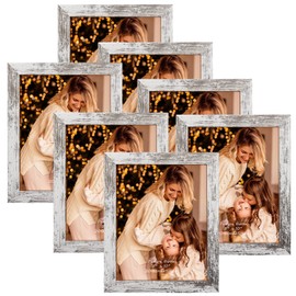 PETAFLOP 8x10 Picture Frame Set of 7, Distressd Rustic Frames Display 8 by 10 Inch Photo for Wall or Tabletop
