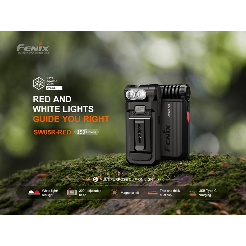 FENIX SW05R-Red, Black Body | White and Red LEDs |