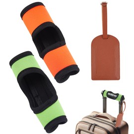 GORGECRAFT 3Pcs Luggage Handle Wrap Grip Handle Cover Luggage Identifier Orange Green Rubber Handle Cover Suitcase Luggage Tag Makers for Carry on Bag Car Travel Accessories