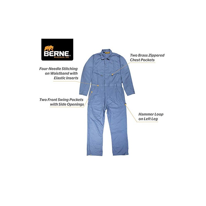 Berne Men's Deluxe Unlined Coverall, Medium / 42 Regular, Postman
