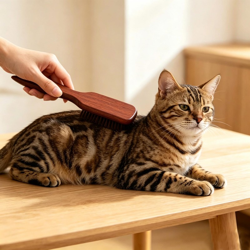 Boar Bristle Cat Hair Brush,Gentle Grooming Brush for Short Haired