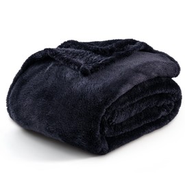 Berkshire Blanket Classic Extra-Fluffy™ Plush Blanket King Size, Soft Fuzzy Fluffy Long Hair Blanket for Couch Sofa Bed, Black, 90x108 Inches