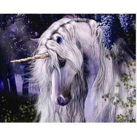 Paint by Numbers Adults Unicorn White Dark Night 40 x 50 cm Paint by Numbers without Frame DIY Oil Acrylic Canvas Picture Decoration Magic Unicorn Night