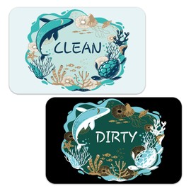 Sea Turtle Clean Dishwasher Magnet, Cute Clean Dirty Double Sided Magnet Sign Indicator, Universal Dirty Clean Refrigerator Magnet Indicator for Kitchen Organization