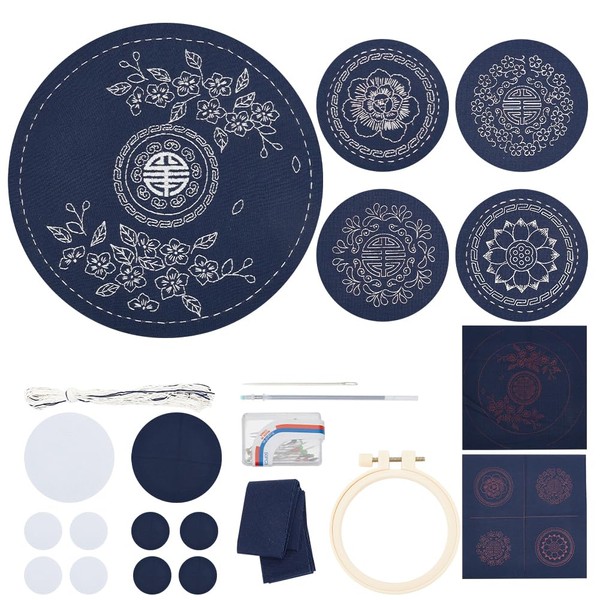 WEBEEDY 5 Set Sashiko Kit DIY, 1 Set Sashiko Tea