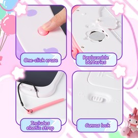 Fullware LCD Writing Tablet for Girl 2 3 4 5 6 Year Old 10 Inch, Drawing Board, Doodle Pad, Paint, Travel Toys, Road Trip, Birthday Gifts for Kids (Witch Bunny)