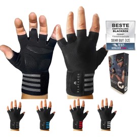 BLACKROX Training Gloves Comparison Winner Fitness Gloves with Wrist Support Men and Women, Gloves for Weight Sports, Gym Gloves, Fitness Gloves, Bodybuilding (Black, L)