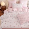 Pink Floral Comforter Set Queen Reversible Pink Gingham Bedding