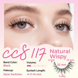 Ultra-thin False Eyelashes - BEPHOLAN 10 Pairs Eyelash Pack False Lashes Natural look 100% Handmade Lash Strips Lightweight Lashes with Soft Clear Band(117)