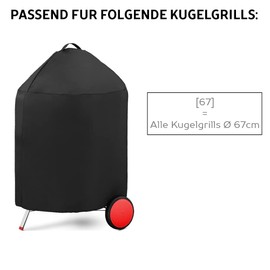 AMZBBQ® Premium Grill Cover, Waterproof Grill Cover for Your Kettle Grill, 100% Weatherproof and UV-Resistant Grill Tarpaulin, High-Quality Polyester Grill Cover with PU Coating - 67 cm