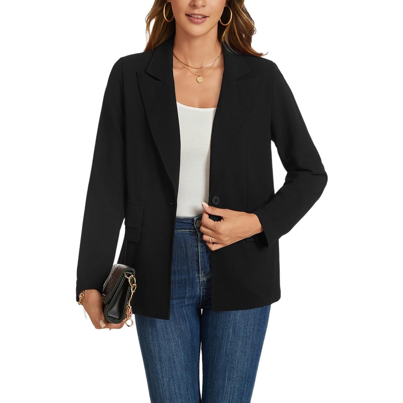 MINTLIMIT Black Blazer Jacket for Women Long Sleeve Notched Lapel