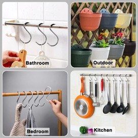 Anzhee S Hooks, Shooks for Hanging, Kitchen Hooks, S Shaped Hooks, SUS304 Stainless Steel Food Grade Material Keep Your Health, Medium Heavy Duty Hangers for Bathroom, Security | Strong | Never Rust