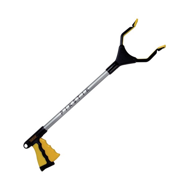 PikStik Pro P201, Aluminum Reacher, Wide 5.5” Jaw, 360° Rotating Jaw, Durable and Rust-Proof, Unique Handle and Trigger, 1 Year Warranty, 20", Yellow