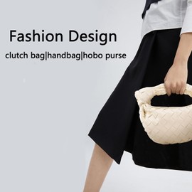 Small Knotted Hobo Bag for Women Fashion Dumpling Top Handle Handbag Soft PU Leather Purses 2025 White