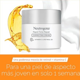 Neutrogena Crema hidratante facial Rapid Tone Repair Retinol + vitamina C, corrector de manchas oscuras, crema facial antienvejecimiento para un tono 
