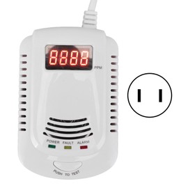 Natural Gas Detector LED Digital Display Household Natural Gas Carbon Monoxide Leak Voice Detector Alarm 90V‑