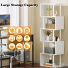 Furologee White Geometric Bookshelf 6 Tier S-Shaped Bookcase, Tall Modern