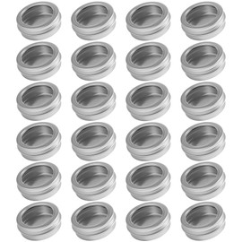 24 Pack 2 Ounce Screw Top Aluminum Tin Jar with Screw Clear Lid and Blank Labels, Refillable 60ml Metal Containers for Lip Balms, Candles, Salves, Spices, Crafts (Silver)