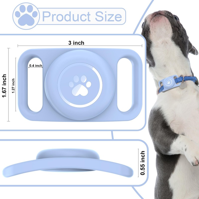[2 Pack] Waterproof AirTag Dog Collar Holder Case, Silicone Full-Body