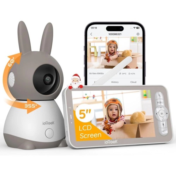 ieGeek 2K WiFi 2 Way Talk Baby Monitor 5 inch