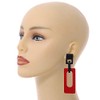 Red/Black Square Acrylic Drop Statement Earrings - 90mm Long