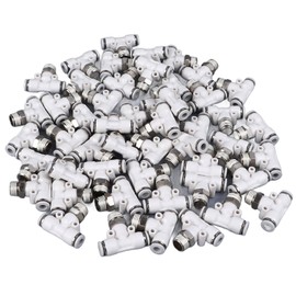 50PCS PT1/4 Hose Connectors PU Nylon Tubing T Shaped Tee Quick Connect Air Fittings for Pneumatic System