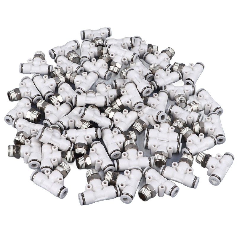 50PCS PT1/4 Hose Connectors PU Nylon Tubing T Shaped Tee