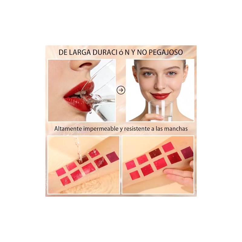 10 Colores Lápiz Labial, Maquillaje de Larga Duración, Hidratante, Brillo