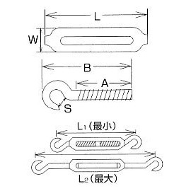 水本 Stainless Steel Frame Type Turn Buckle (Hook & Hook) 捻子 Diameter M3 tb3h
