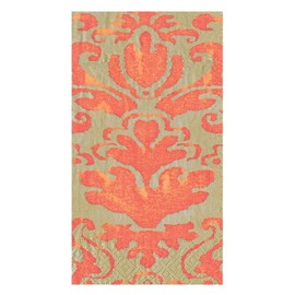 Caspari Palazzo Paper Guest Towel Napkins in Coral, Two Packs of 15
