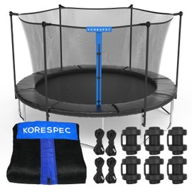 KORESPEC 12 FT Trampoline Net Replacement with 6 Pole Caps and 4 Strings, Safety Enclosure Net, Premium Breathable UV Weather Resistant Mesh, Parts Fit Outdoor Round Frame with 6 Straight Poles