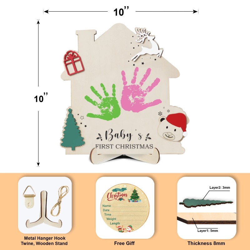 Lawrence Frames Baby First Christmas Gift DIY Wooden Footprint Frame