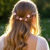 Padorul 20pcs Crystal Rhinestone Mini Flower Hair Clips, Pink Hairpins