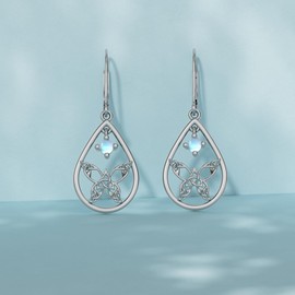 PROESS Butterfly Earrings 925 Sterling Silver Moonstone Butterfly Dangle Earrings Celtic Knot Jewelry Gifts for Ladies Women Girls Mom