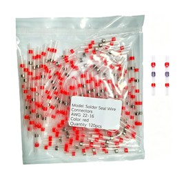 Fidioto 120PCS Red Solder Seal Wire Connectors 22-16AWG, Waterproof & Self-Solder Heat Shrink Butt Connectors Ideal for Automotive Boat Wire Joint, Smart Home, Outdoor Equipment, Industrial Automation