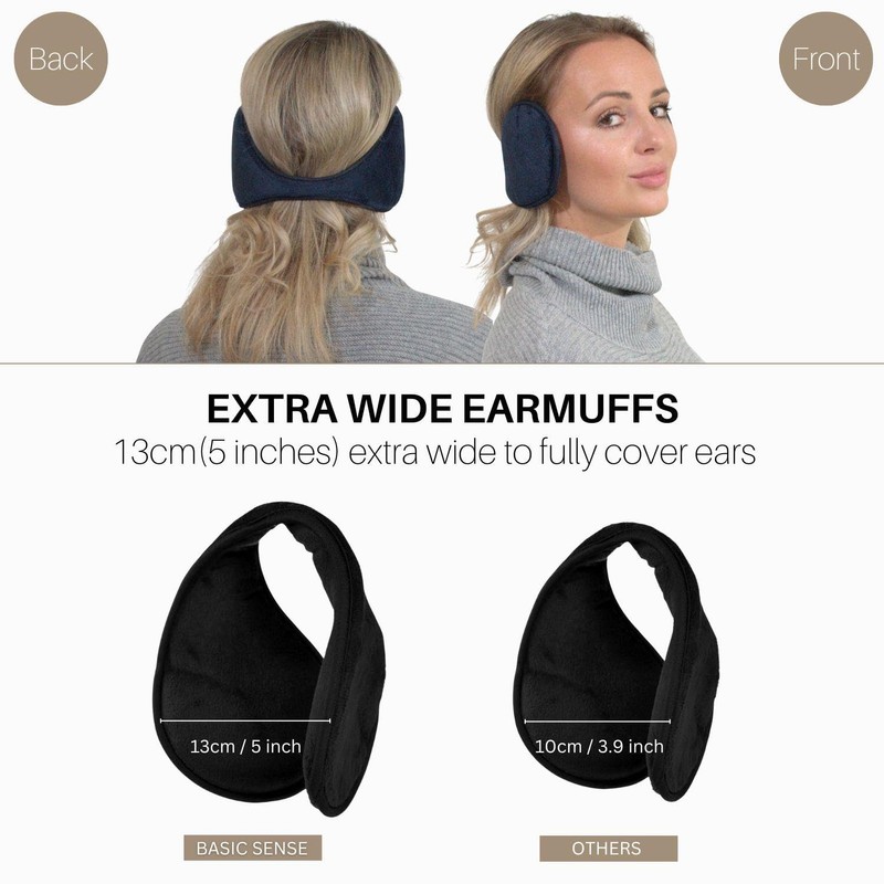 Basic Sense Winter Earmuffs, Camouflage and Ribbed Pattern Extra Wide