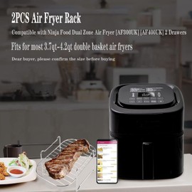 Esteopt 2 Pack Air Fryer Rack Air Fryer Accessories Compatible with Ninja Food Dual Zone Air Fryer [AF300UK] [AF400UK] 304 Stainless Steel, Silver (AF-20202)