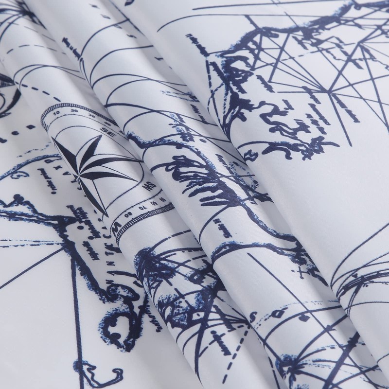 D DS CURTAIN Aviation Ocean Waterproof Poleyster Fabric Navy Printed