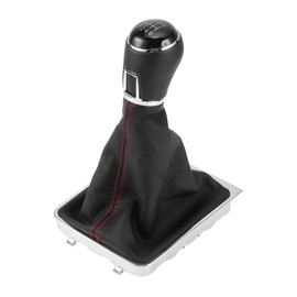 TUCKBOLD 6 Speed Manual Gear Shifter Knob with Cover for Volkswagen Passat Limo 3C2 B6 | Gearbox Stick Shifter Lever Knob Black Red Plastic Faux Leather 1 Pcs