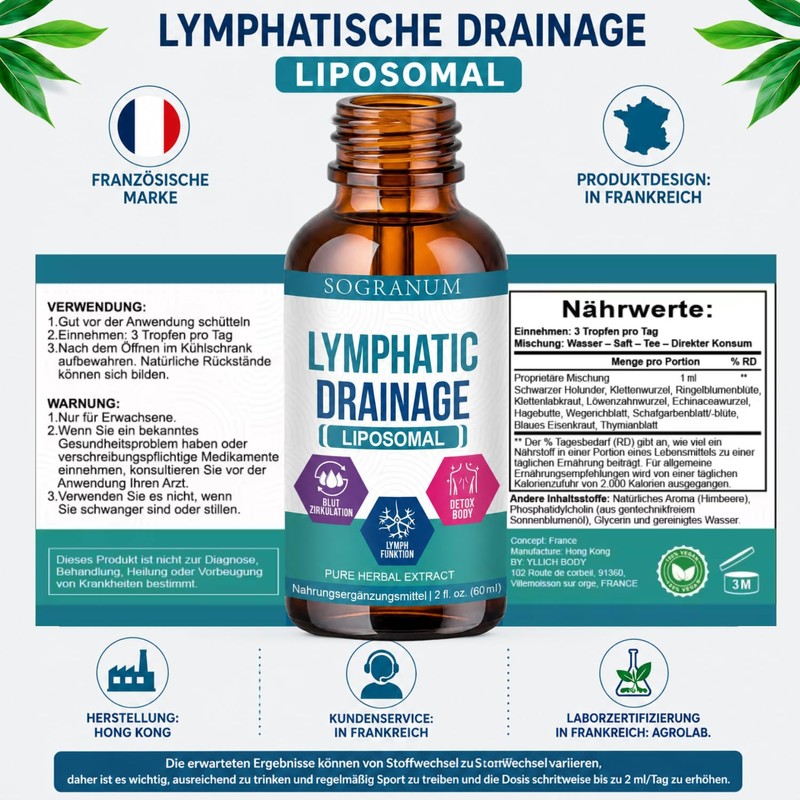 Lymphatic Drainage Liposomal, Blood Circulation, Phlebitis, Blood Pressure, Detox Cleanse