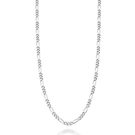 Miabella Solid 925 Sterling Silver Italian 2.3mm Diamond-Cut Figaro Link Chain Necklace for Women Men, Made in Italy (Length 30 Inches)