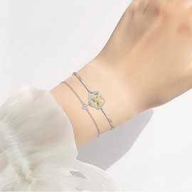 Clearine Women's Love Heart Charm Bracelet Austrian Crystal Angel Wing Cubic Zirconia Tennis Bracelet Jewellery Gift Iridescent AB Clear Silver-Tone