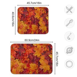 Exnundod Red Maple Leaf Microfiber Dish Drying Mat Autumn Fall Leaves Ultra Absorbent Kitchen Counter Pad 16x18 Inch Dry Mats for Dishes Countertop