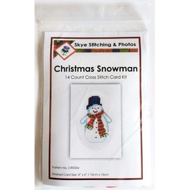 Skye Stitching & Photos Christmas Snowman - 14 Count Cross Stitch A6 Card Kit Free P+P