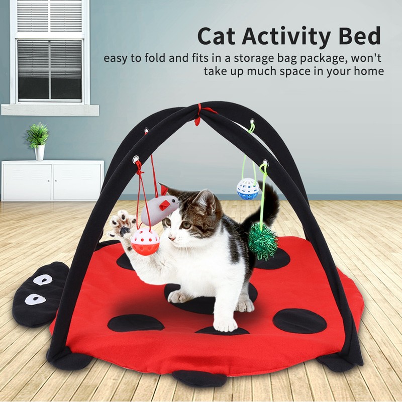 Foldable Cat Activity Play Mat Tent Multifunction Pet Bed with