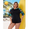 Koscacy High Neck Rash Guards for Women Plus Size 3/4