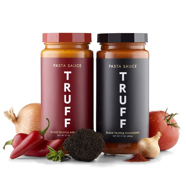 TRUFF Pasta Sauce Bundle, Black Truffle Pomodoro and Arrabbiata | Flavorful Pair of Regular and Spicy Tomato Sauce for Pasta, Pizza, and More | Non-GMO, Vegan, Bundle of 2
