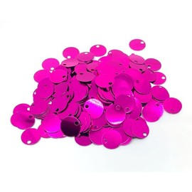 Paillettes de lentejuelas redondas planas de 20 mm, 285 piezas de 20 mm, agujero de 4 mm, mezcla de colores surtidos de lentejuelas acrílicas, 1.76 onzas (50 gramos) (Fushia)