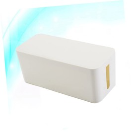 KOMBIUDA Plastic Power Cord Storage Box for Home Office Cable Organizer Cover Wire Management Solution White